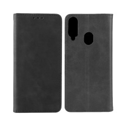 Leather Flip Cover with Internal Pocket For Samsung Galaxy A20s Black Leather Flip Cover with Internal Pocket For Samsung Galaxy A20s Black